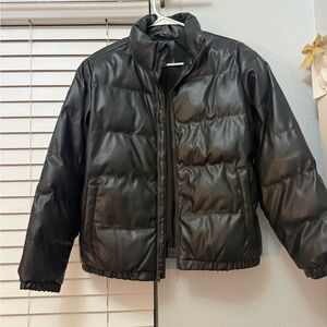 Art Class Black Faux Leather Zip Jacket